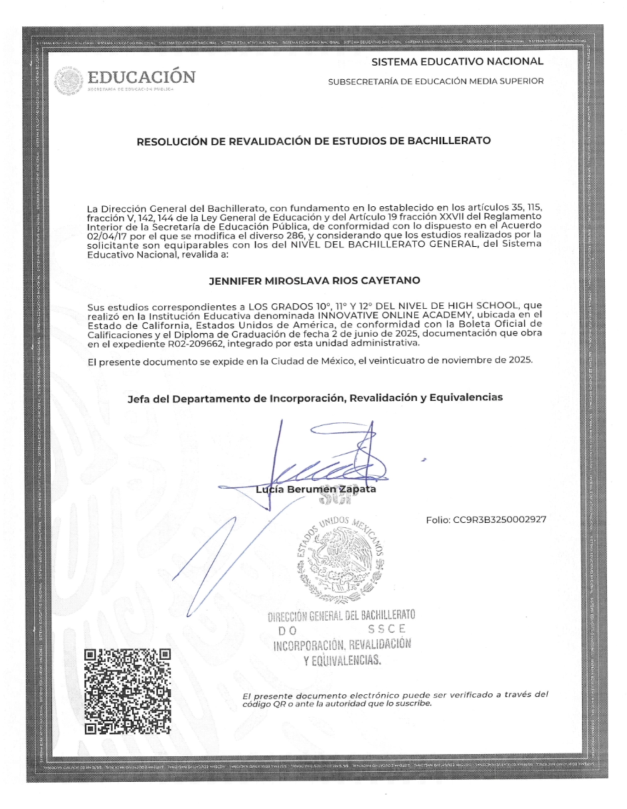 Resolución oficial de la Secretaría de Educación Pública